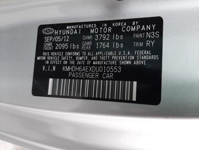 KMHDH6AEXDU010553 - 2013 HYUNDAI ELANTRA CO GS SILVER photo 13