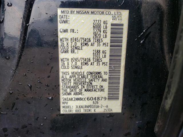 5N1AR1NN6CC604879 - 2012 NISSAN PATHFINDER S 黑色 照片 13