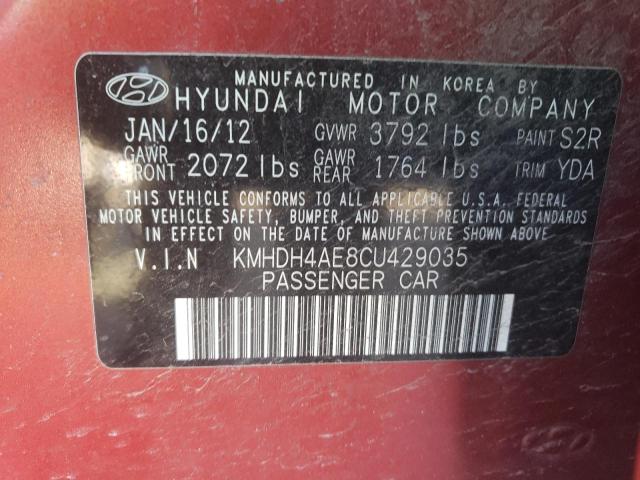 KMHDH4AE8CU429035 - 2012 HYUNDAI ELANTRA GLS BURGUNDY photo 13