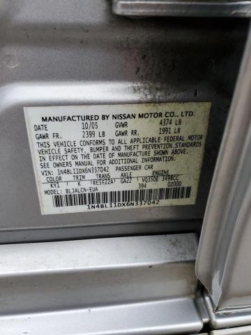 1N4BL11DX6N337042 - 2006 NISSAN ALTIMA SE SILVER photo 12