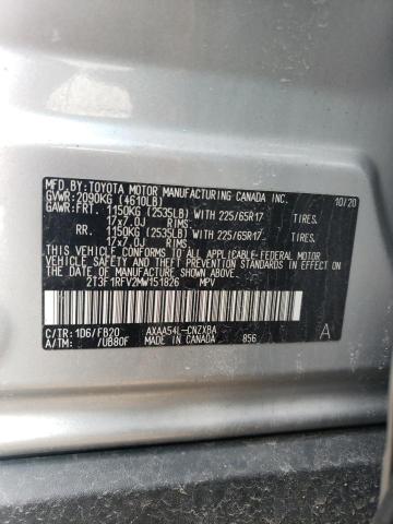 2T3F1RFV2MW151826 - 2021 TOYOTA RAV4 LE WHITE photo 13