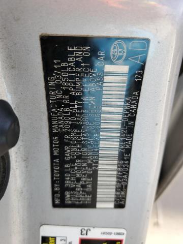 2T1BU4EEXBC600655 - 2011 TOYOTA COROLLA BASE SILVER photo 12