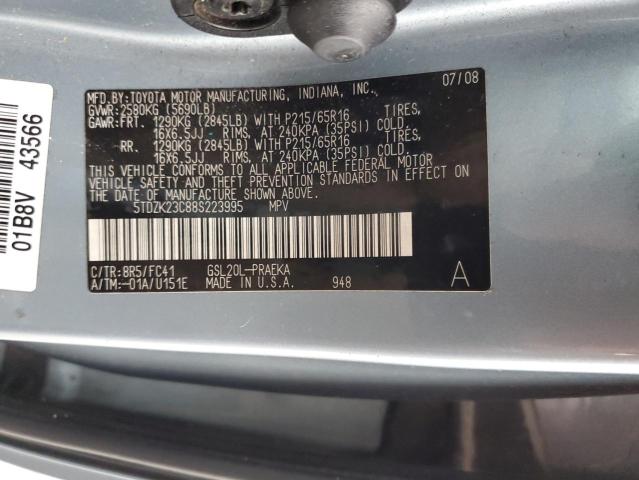 5TDZK23C88S223995 - 2008 TOYOTA SIENNA CE TEAL photo 13