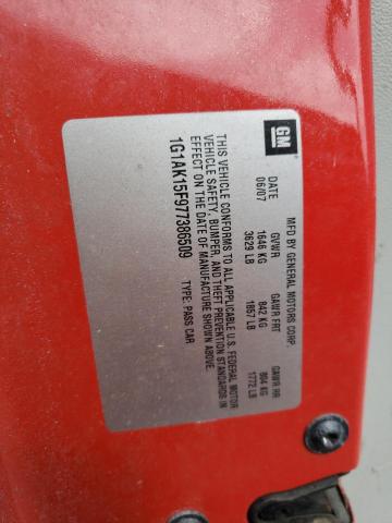 1G1AK15F977386509 - 2007 CHEVROLET COBALT LS RED photo 12