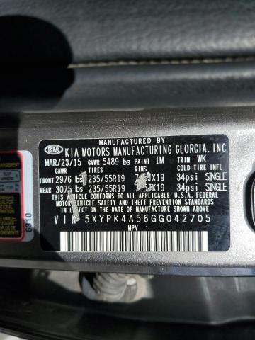 5XYPK4A56GG042705 - 2016 KIA SORENTO SX GRAY photo 13