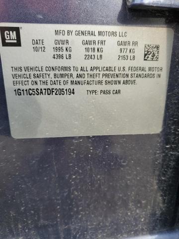 1G11C5SA7DF205194 - 2013 CHEVROLET MALIBU 1LT 青色 照片 12