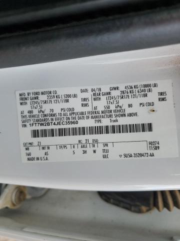 1FT7W2BT4JEC35960 - 2018 FORD F250 SUPER DUTY WHITE photo 12