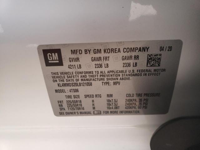 KL4MMDS20LB121058 - 2020 BUICK ENCORE GX SELECT WHITE photo 12