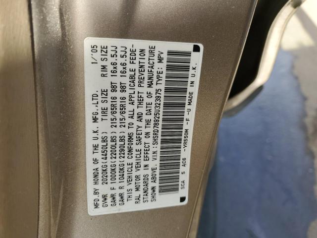 SHSRD78925U323975 - 2005 HONDA CR-V SE GOLD photo 12