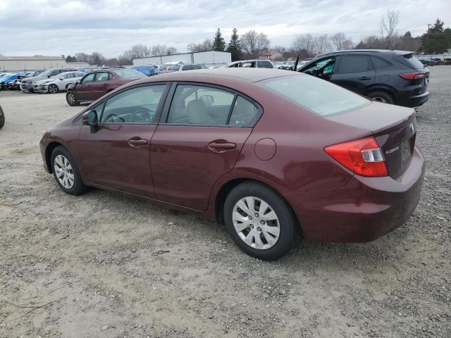 19XFB2F57CE065488 - 2012 HONDA CIVIC LX MAROON photo 2