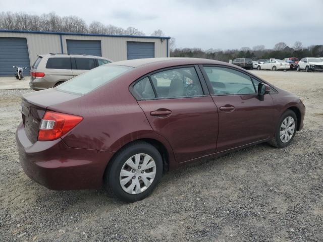 19XFB2F57CE065488 - 2012 HONDA CIVIC LX MAROON photo 3