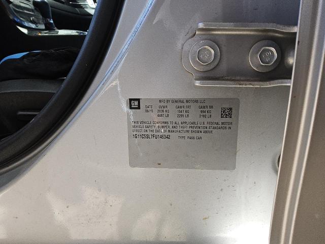 1G11C5SL7FU146342 - 2015 CHEVROLET MALIBU 1LT Сұр фото 12