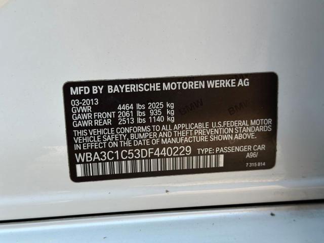 WBA3C1C53DF440229 - 2013 BMW 328 I SULEV WHITE photo 10