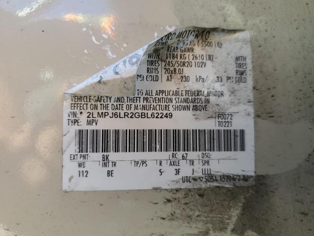 2LMPJ6LR2GBL62249 - 2016 LINCOLN MKX RESERVE Բեժ լուսանկար 12