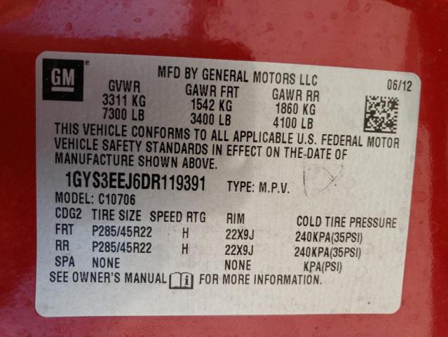 1GYS3EEJ6DR119391 - 2013 CADILLAC ESCALADE HYBRID RED photo 13