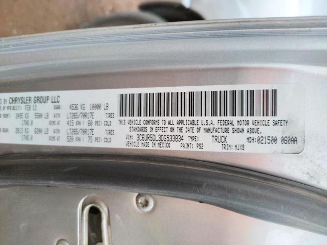 3C6UR5DL3DG533834 - 2013 RAM 2500 SLT SILVER photo 12