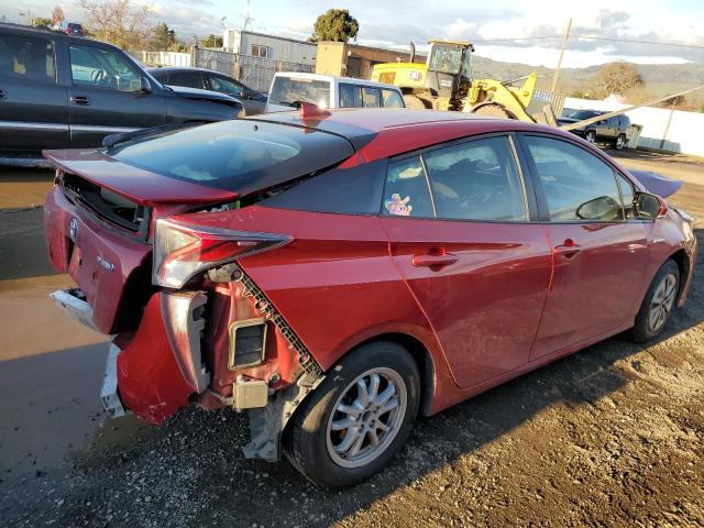 JTDKBRFU6H3054074 - 2017 TOYOTA PRIUS RED photo 3