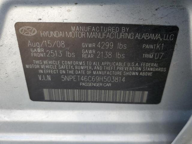 5NPET46C69H503814 - 2009 HYUNDAI SONATA GLS SILVER photo 13