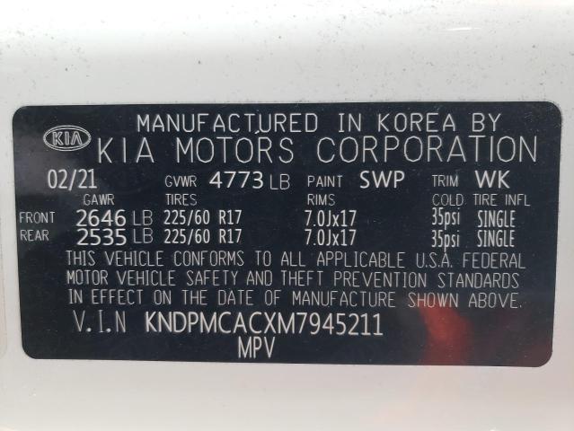 KNDPMCACXM7945211 - 2021 KIA SPORTAGE LX WHITE photo 13