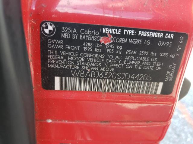 WBABJ6320SJD44205 - 1995 BMW 325 IC AUTOMATIC Қызыл фото 12