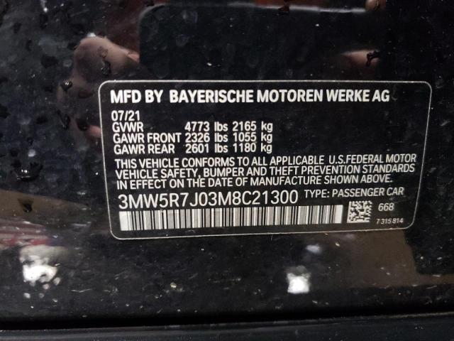 3MW5R7J03M8C21300 - 2021 BMW 330XI BLACK photo 13