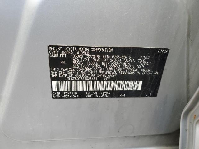 JTLKE50E381025634 - 2008 SCION XB XB 银色 照片 12