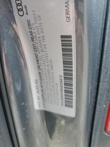 WAUGMAF48KA034412 - 2019 AUDI A4 PREMIUM GRAY photo 12