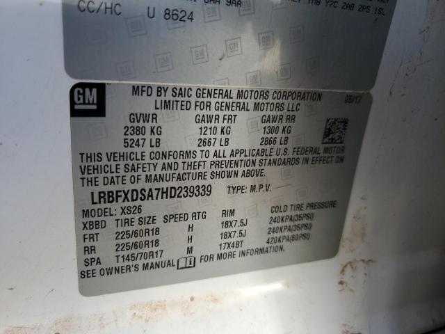 LRBFXDSA7HD239339 - 2017 BUICK ENVISION ESSENCE Սպիտակ լուսանկար 14