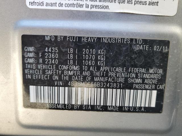 4S3BMCC66B3243831 - 2011 SUBARU LEGACY 2.5I PREMIUM GRAY photo 12