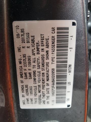 1HGCP2F44BA020958 - 2011 HONDA ACCORD LXP GRAY photo 12