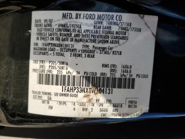 1FAHP33NX8W104131 - 2008 FORD FOCUS SE BLACK photo 13