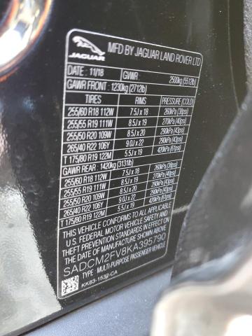 SADCM2FV8KA395790 - 2019 JAGUAR F-PACE S BLACK photo 13