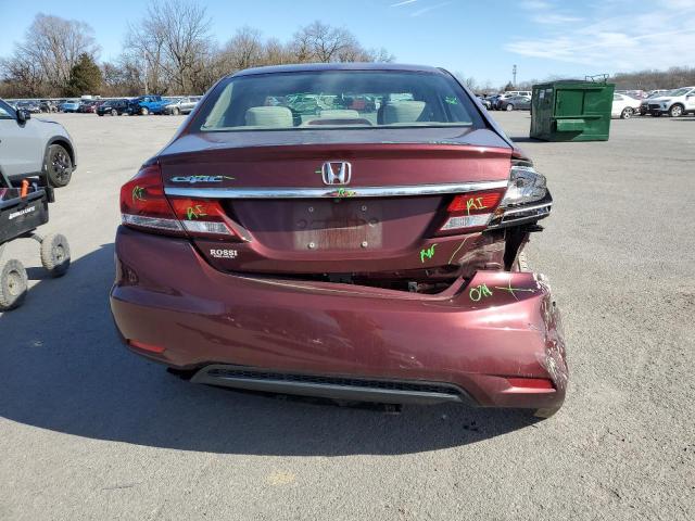 19XFB2F8XFE250746 - 2015 HONDA CIVIC EX BURGUNDY photo 6