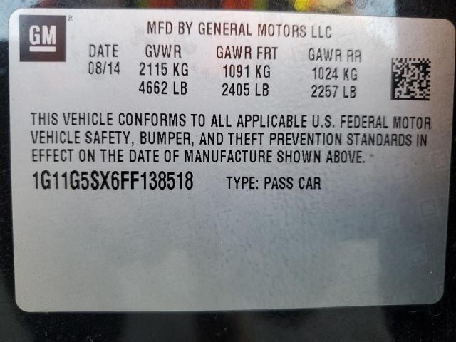 1G11G5SX6FF138518 - 2015 CHEVROLET MALIBU LTZ 黑色 照片 13