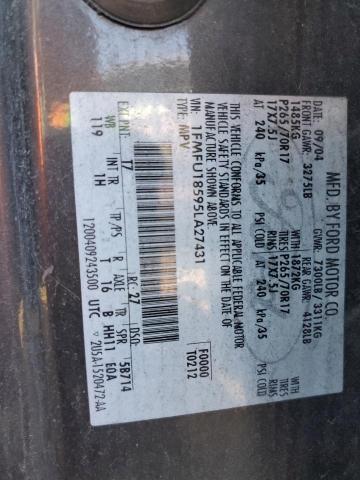 1FMFU18595LA27431 - 2005 FORD EXPEDITION EDDIE BAUER Grafit foto 13