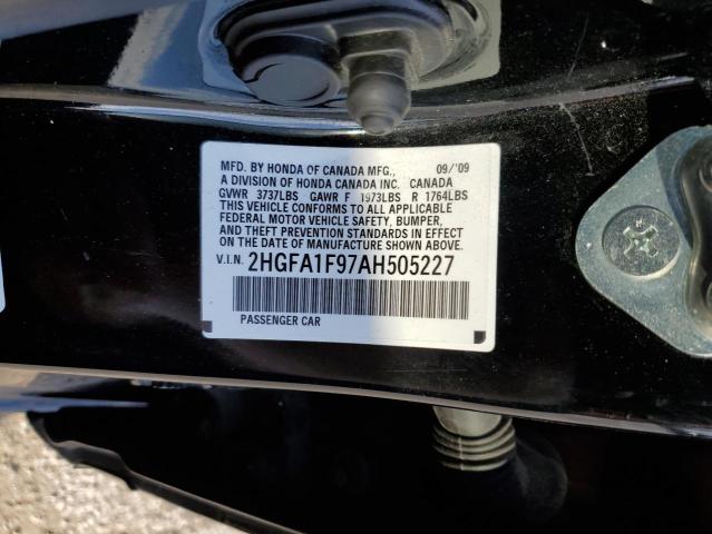 2HGFA1F97AH505227 - 2010 HONDA CIVIC EXL 黑色 照片 13