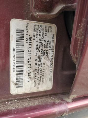 JN1FU21P5LT213456 - 1990 NISSAN STANZA MAROON photo 12