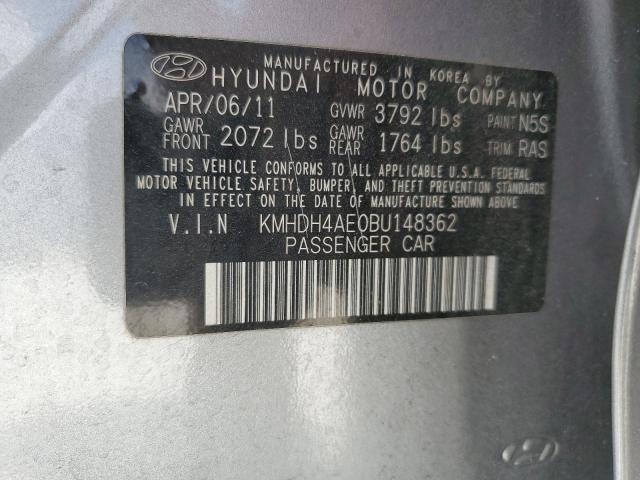 KMHDH4AE0BU148362 - 2011 HYUNDAI ELANTRA GLS GRAY photo 12