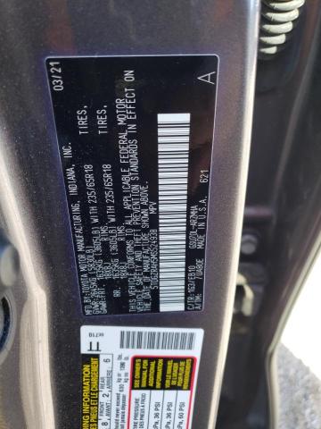 5TDGZRAH5MS524938 - 2021 TOYOTA HIGHLANDER XLE GRAY photo 12