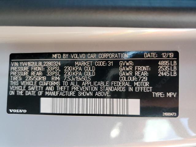 YV4162UL8L2280324 - 2020 VOLVO XC40 T5 INSCRIPTION SILVER photo 12