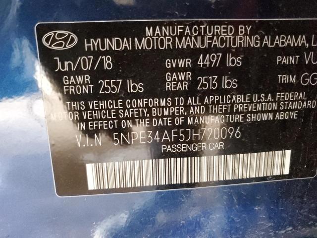 5NPE34AF5JH720096 - 2018 HYUNDAI SONATA SPORT BLUE photo 13