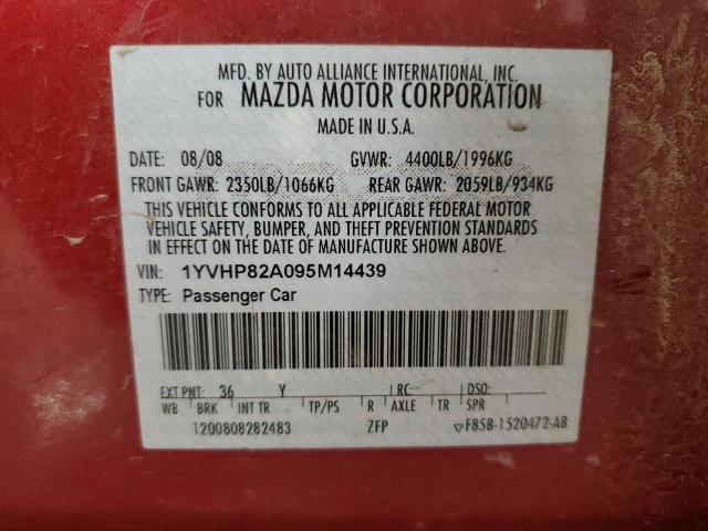 1YVHP82A095M14439 - 2009 MAZDA 6 I RED photo 12