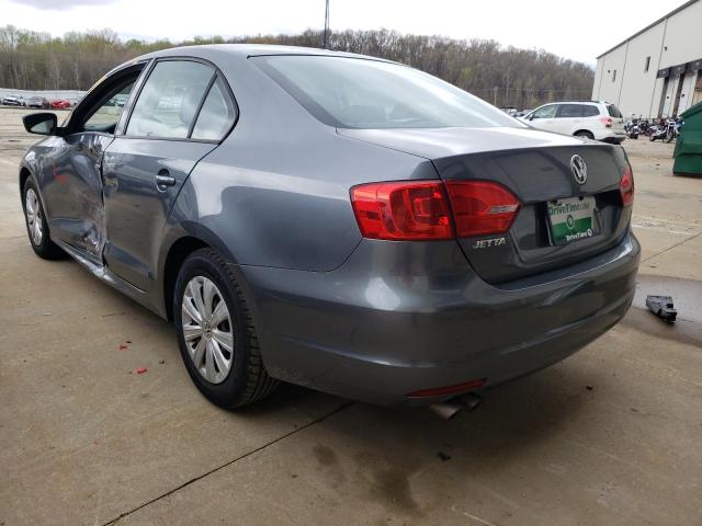 3VW2K7AJ7EM422528 - 2014 VOLKSWAGEN JETTA BASE GRAY photo 3