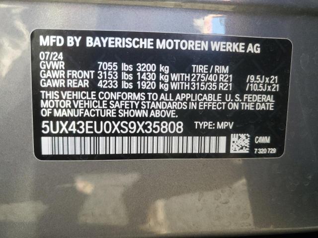 5UX43EU0XS9X35808 - 2025 BMW X5 XDRIVE50E GRAY photo 13
