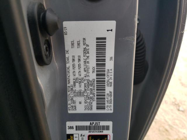 5TFUW5F13KX835968 - 2019 TOYOTA TUNDRA DOUBLE CAB SR/SR5 GRAY photo 12