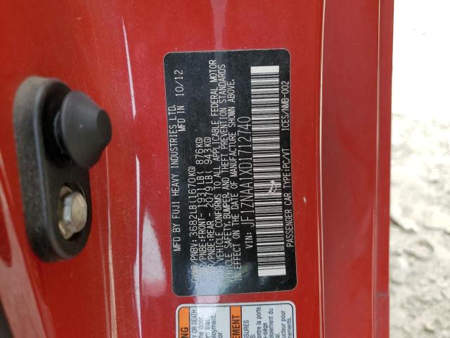 JF1ZNAA1XD1712740 - 2013 TOYOTA SCION FR-S RED photo 12