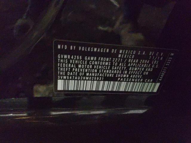 3VW547AU2HM025931 - 2017 VOLKSWAGEN GTI SPORT BLACK photo 13