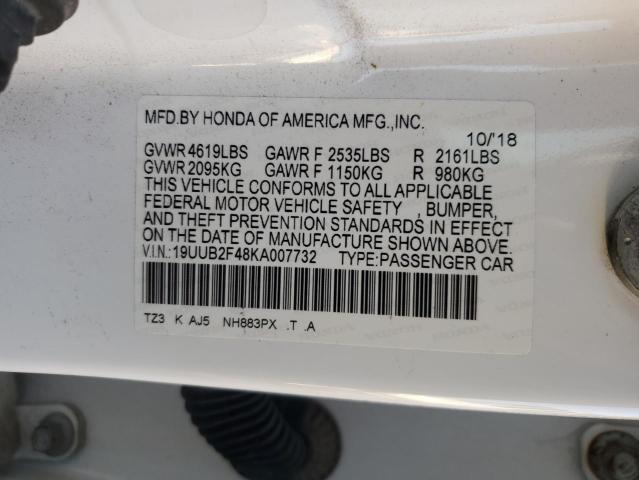 19UUB2F48KA007732 - 2019 ACURA TLX TECHNOLOGY WHITE photo 12