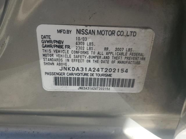 JNKDA31A24T202154 - 2004 INFINITI I35 GRAY photo 12