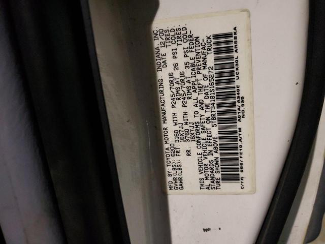 5TBRT34181S165272 - 2001 TOYOTA TUNDRA ACCESS CAB თეთრი ფოტო 12